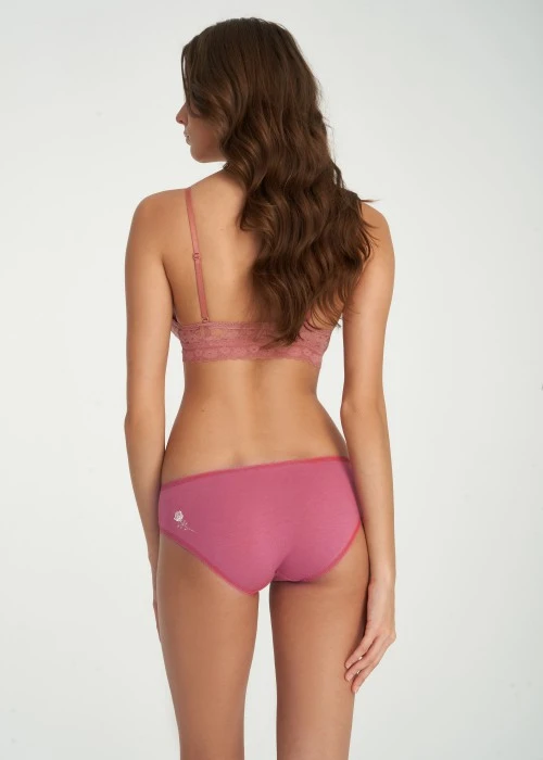 微光日記．花邊低腰三角內褲(褐灰-刺繡愛心笑臉)