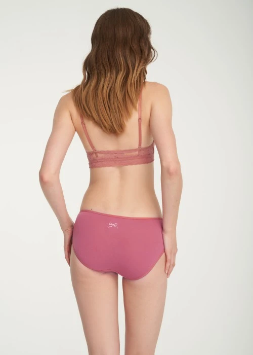 Diary of Soft Light．Mid Rise Cotton Flat Elastic Brief Panty(Cinder)