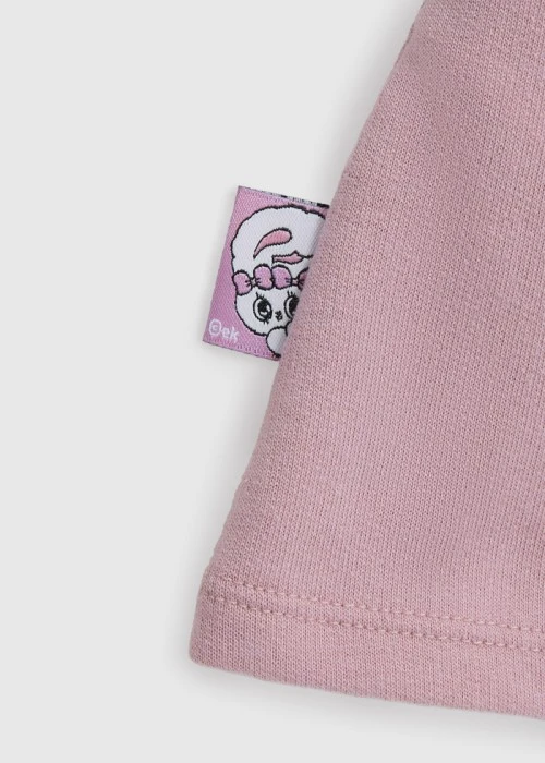 兒童連身_艾絲樂小兔系列．拉格蘭袖長袖束口睡衣(微風粉-抱愛心)