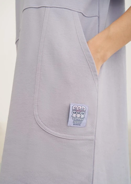 連身_艾絲樂小兔系列．五分袖圓領口袋睡衣(泡泡紫-加油)