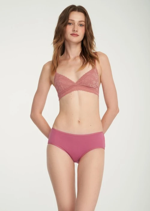 Diary of Soft Light．Mid Rise Cotton Flat Elastic Brief Panty(Cinder)