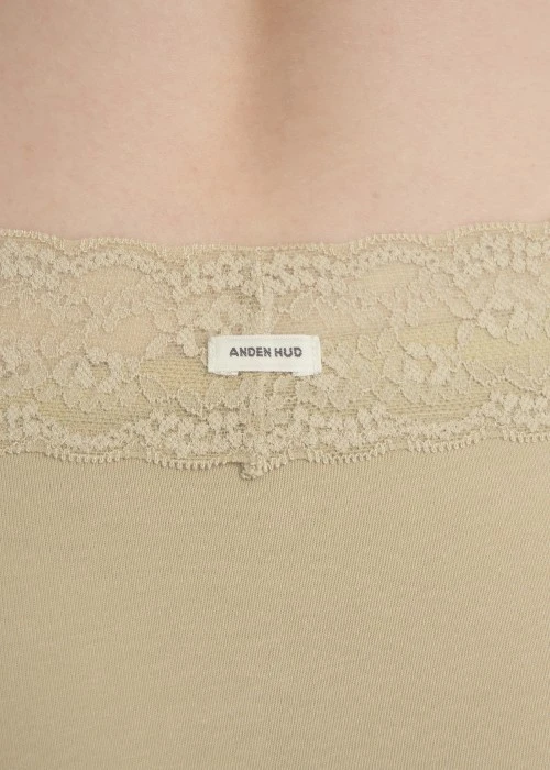 XXL Classic．High Rise Cotton V Lace Waist Brief Panty(Blue Indigo)