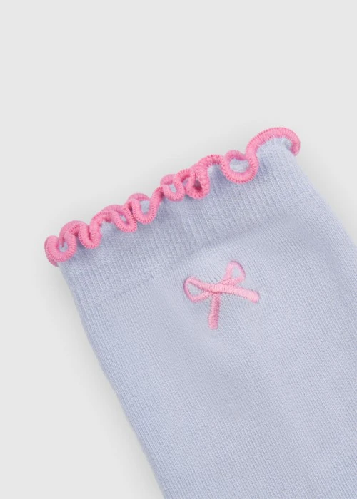 艾絲樂小兔系列．捲邊刺繡中筒襪(粉紅-粉兔Logo)