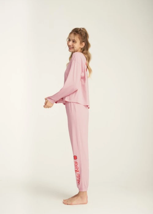 成套_Hello Kitty系列．圓領長版長袖睡衣(熊熊粉-蘋果 & Kitty)