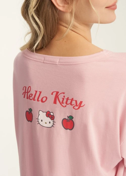 成套_Hello Kitty系列．圓領長版長袖睡衣(熊熊粉-蘋果 & Kitty)