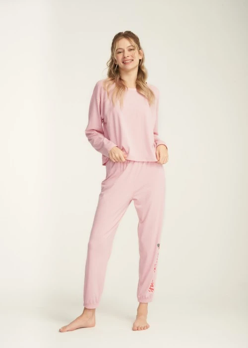 成套_Hello Kitty系列．圓領長版長袖睡衣(熊熊粉-蘋果 & Kitty)