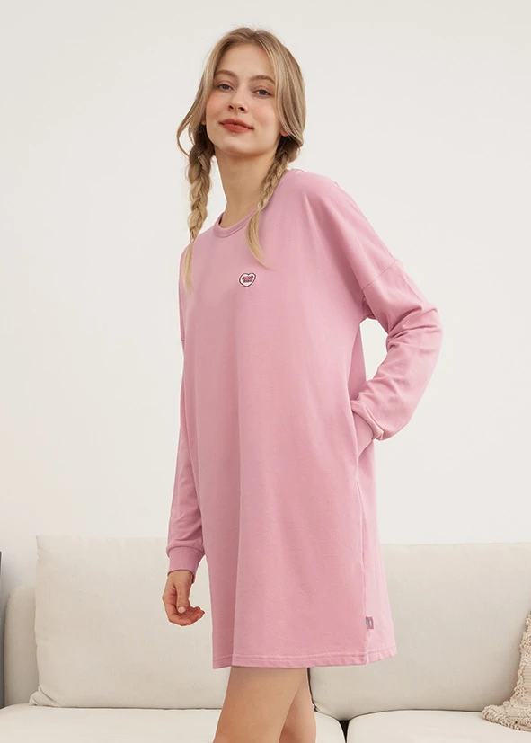 連身_艾絲樂小兔系列．落肩口長袖袋睡衣（微風粉-Fans）