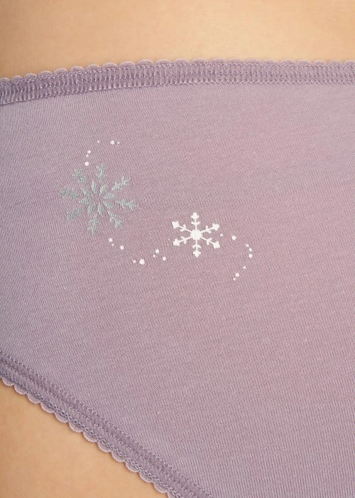 冬日氣息．花邊中腰三角內褲（花神紫-冰晶雪花）