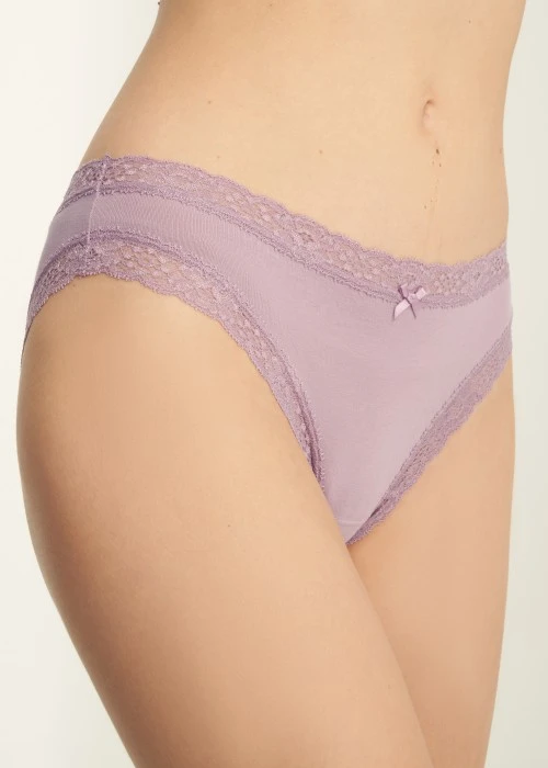 經典純色．織帶2/3包臀中腰三角內褲（花神紫）