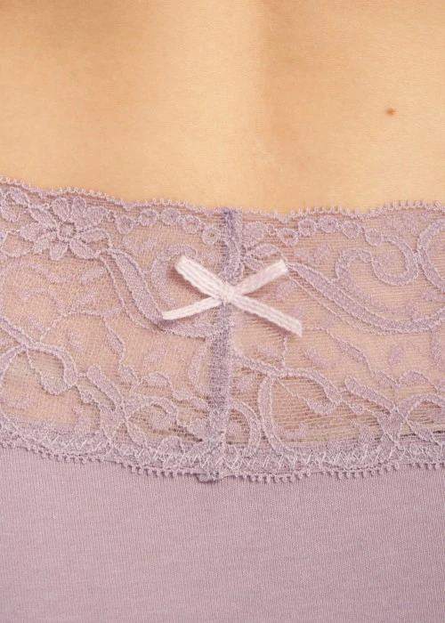 冬日氣息．V蕾絲中腰三角內褲(花神紫-針織蝴蝶結)
