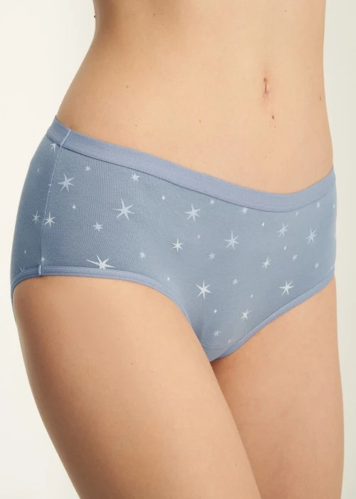 XXL Nordic．緊帶高腰三角內褲（琉璃藍-冰晶星星）