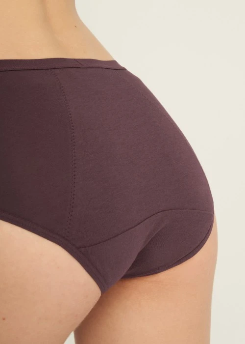 經典純色．中腰生理褲(棕紫)