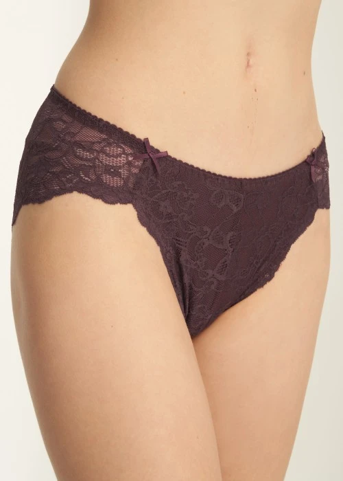 經典純色．訂製高衩中腰三角內褲（棕紫）