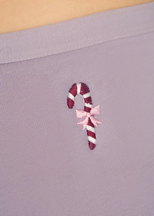 冬日氣息．中腰三角內褲（花神紫-刺繡拐杖糖）