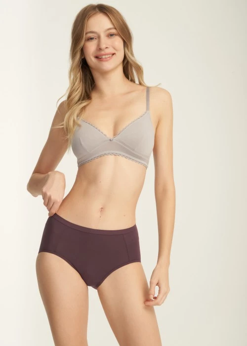 XXL Nordic．高腰三角內褲(花神紫-刺繡拐杖糖)