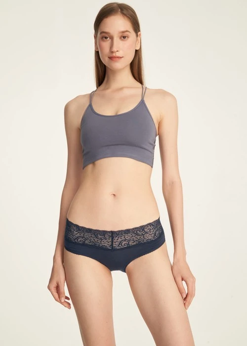 Nordic．V蕾絲中腰三角內褲(釉瓷藍-流星)