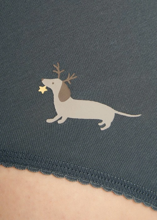 Nordic．花邊高腰三角內褲(極光綠-刺繡小雪人)