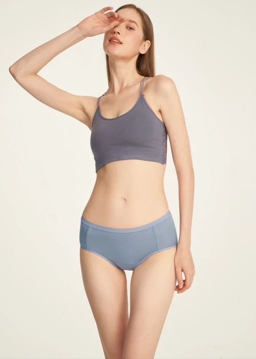 Sirius．高腰生理褲(釉瓷藍-刺繡雪花)