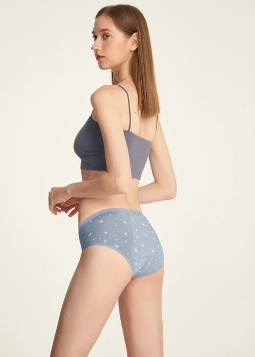 Sirius．中腰生理褲(釉瓷藍-刺繡雪花)