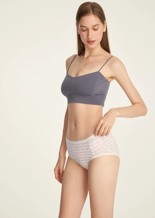 Sirius．高腰生理褲(釉瓷藍-刺繡雪花)