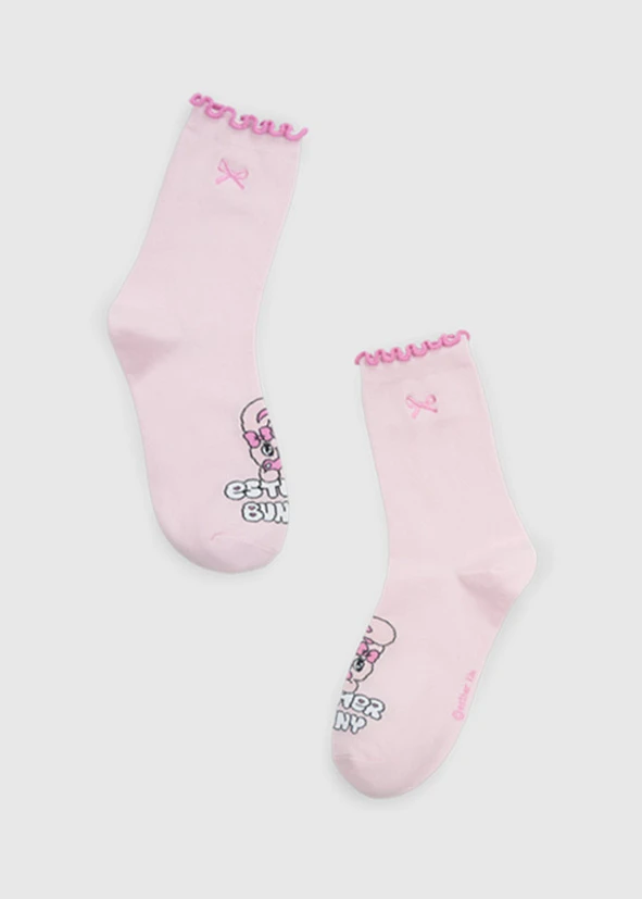 Esther Bunny Series．Women Ruffled Socks(Pink)