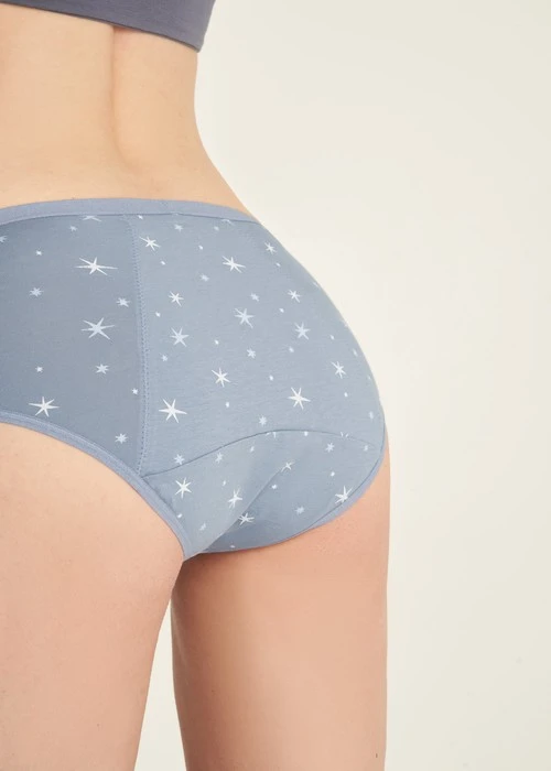 Sirius．中腰生理褲(釉瓷藍-刺繡雪花)