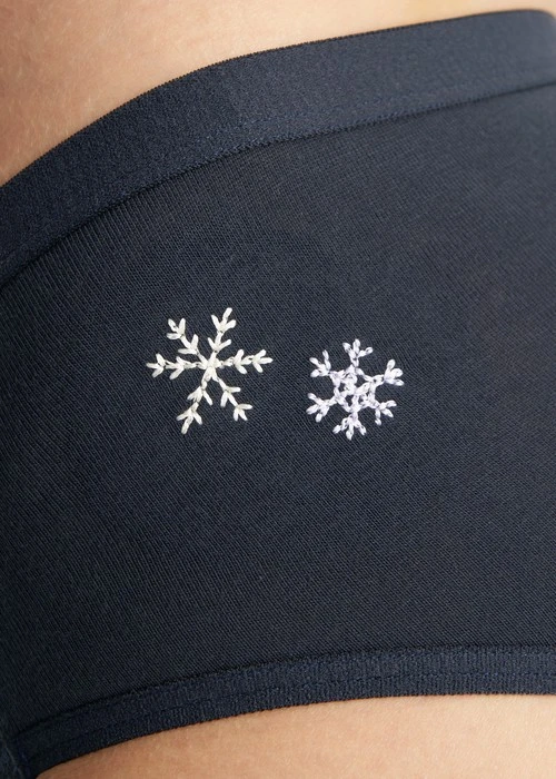 Sirius．中腰生理褲(釉瓷藍-刺繡雪花)