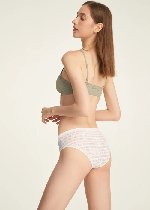 冬日氣息．緊帶中腰三角內褲(釉瓷藍-刺繡許願星)