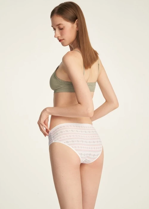 冬日氣息．緊帶中腰三角內褲(釉瓷藍-刺繡許願星)