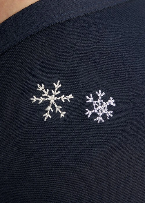 XXL Sirius．高腰生理褲（釉瓷藍-刺繡雪花）