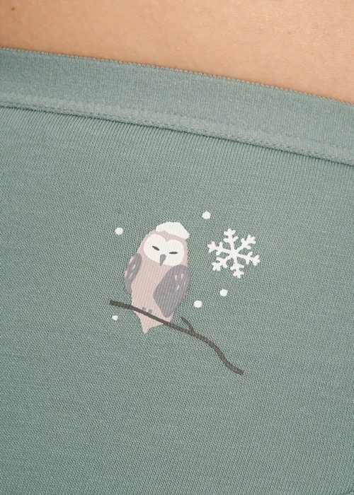 冬日氣息．緊帶中腰三角內褲（極光綠-雪鴞）