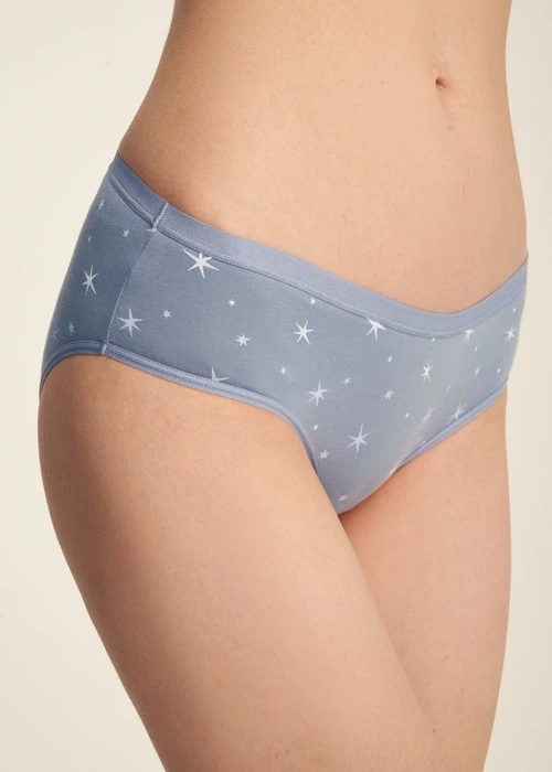 冬日氣息．緊帶中腰三角內褲（琉璃藍-冰晶星星）