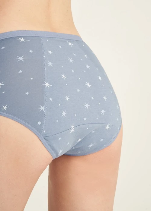 XXL Sirius．高腰生理褲(釉瓷藍-刺繡雪花)