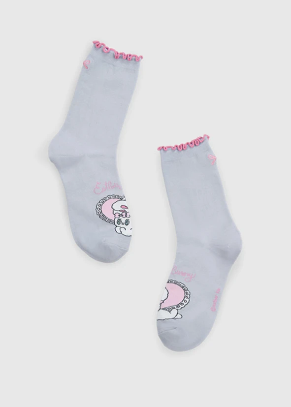 Esther Bunny Series．Women Ruffled Socks(Pink)
