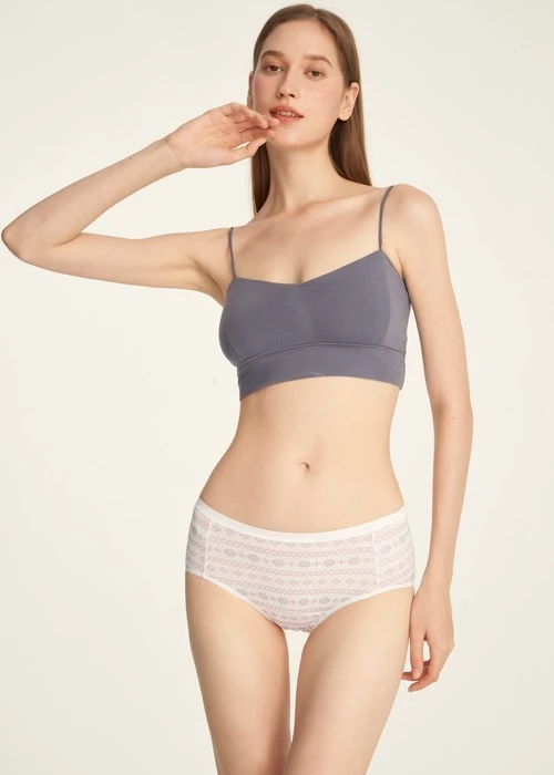 Sirius．高腰生理褲(釉瓷藍-刺繡雪花)