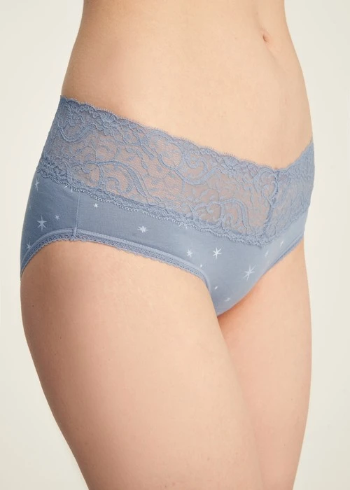Nordic．V蕾絲中腰三角內褲（琉璃藍-冰晶星星）