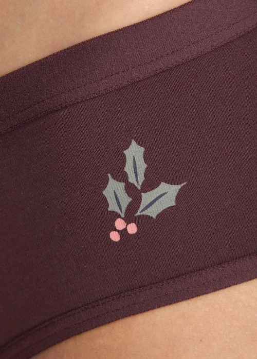 冬日氣息．緊帶中腰三角內褲(釉瓷藍-刺繡許願星)