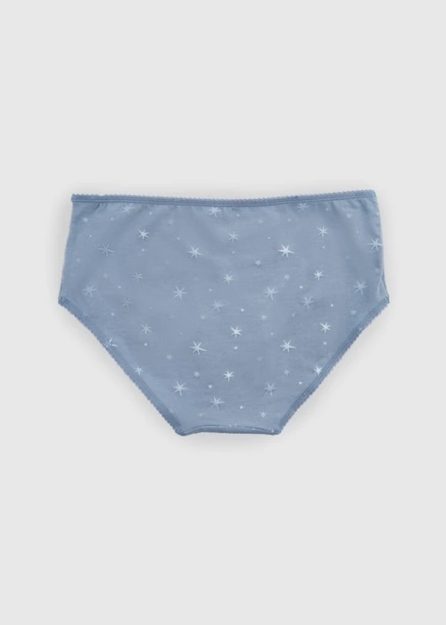 XXL 抗菌系列．花邊高腰三角內褲(琉璃藍-冰晶星星)