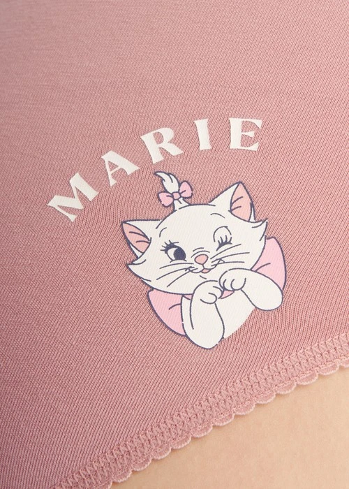 XXL 迪士尼貓狗系列．花邊高腰三角內褲（泡泡粉-瑪麗貓撒嬌）