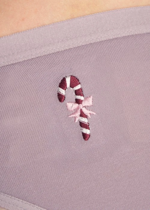 冬日氣息．低腰三角內褲（花神紫-刺繡拐杖糖）