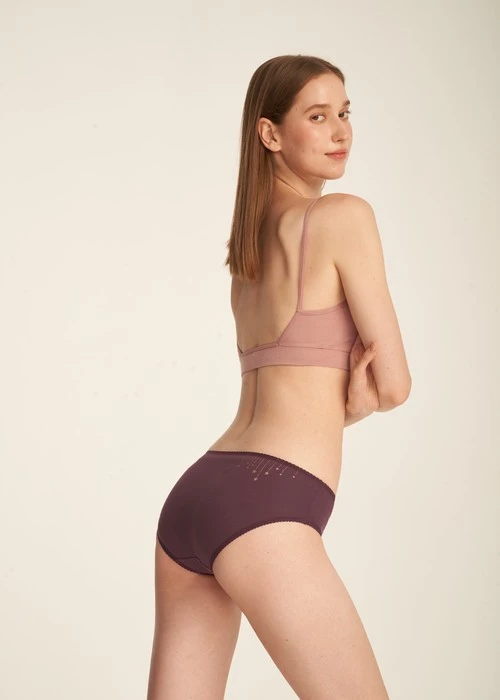 冬日氣息．花邊中腰三角內褲（棕紫-星星燈飾）