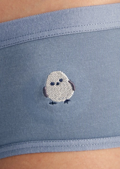 冬日氣息．緊帶中腰三角內褲(釉瓷藍-刺繡許願星)