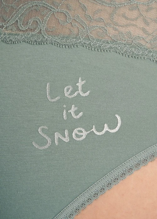 Nordic．V蕾絲中腰三角內褲（極光綠-下雪吧）