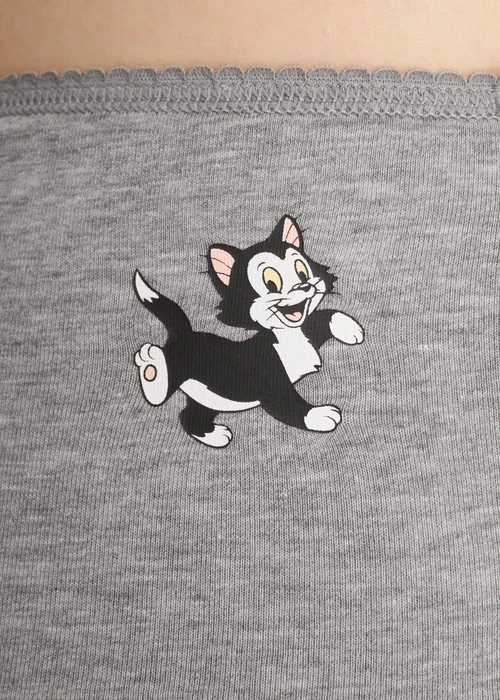 XXL 迪士尼貓狗系列．花邊高腰三角內褲（麻灰-開心費加洛）