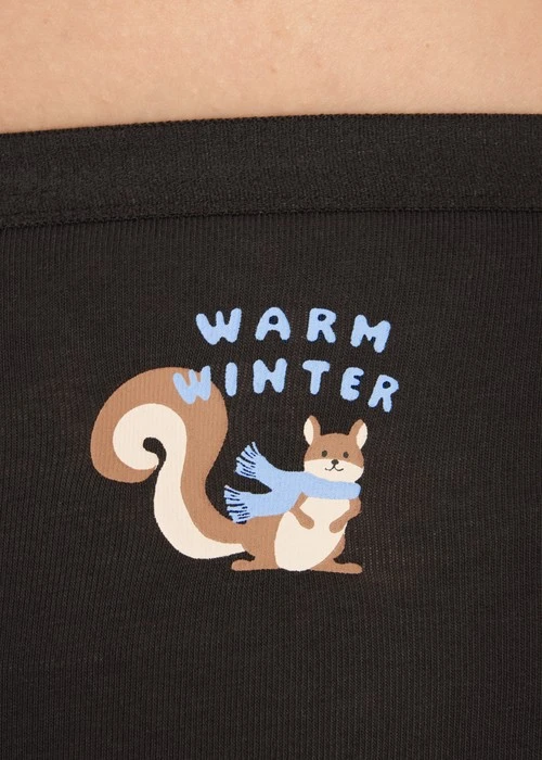 冬日氣息．中腰三角內褲（黑-圍巾松鼠）