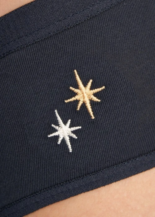 冬日氣息．緊帶中腰三角內褲（釉瓷藍-刺繡許願星）