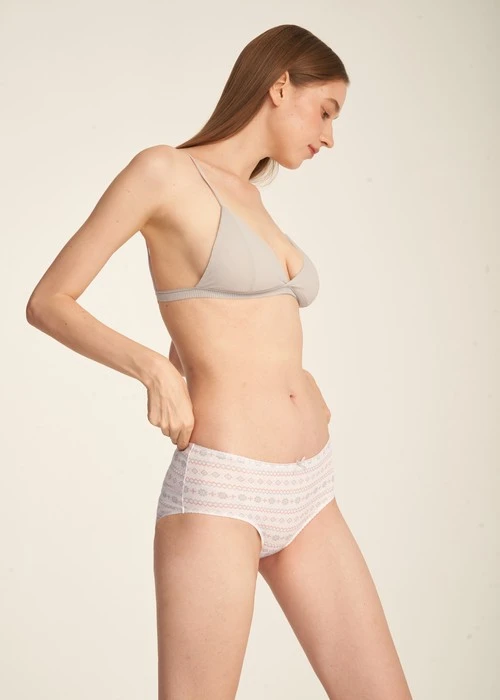 XXL Nordic．花邊高腰三角內褲(極光綠-刺繡小雪人)