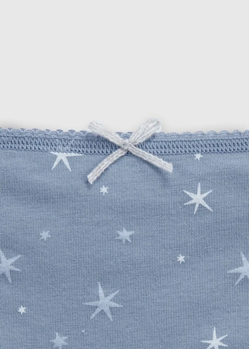 XXL 抗菌系列．花邊高腰三角內褲(琉璃藍-冰晶星星)