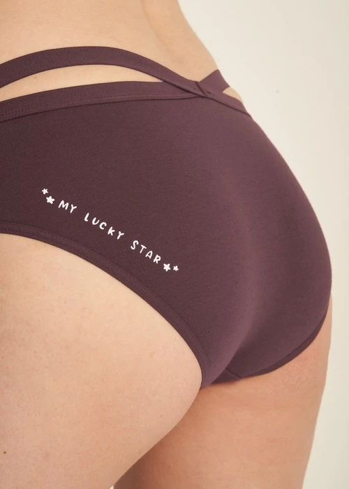 Nordic．交叉美臀中腰三角內褲(棕紫-幸運星)