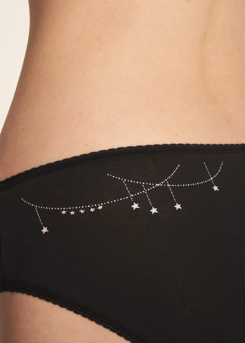 冬日氣息．花邊中腰三角內褲（黑-魔幻星星）